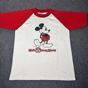 VTG 80s Walt Disney World Mickey Mouse Raglan 50/50 Tee T-shirt Medium USA